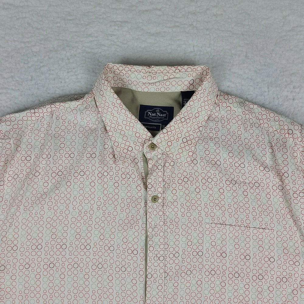 Nat Nast Shirt Mens XL‎ Red Luxury Originals American Fit Hawaiian Button Up *